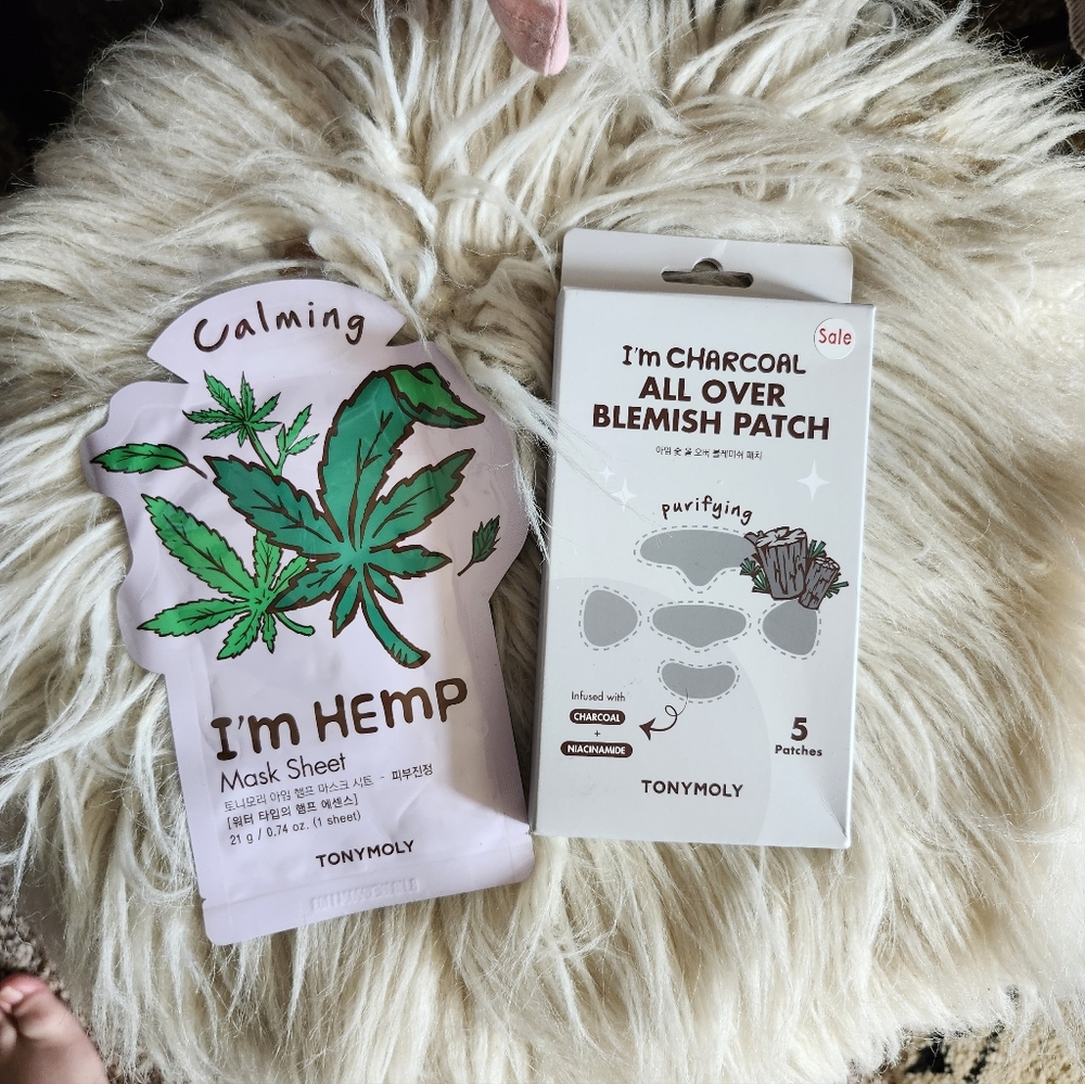 TONYMOLY Calming Hemp Mask Sheet and Charcoal Blemish Patch Set